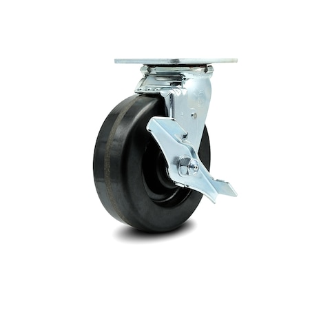 Service Caster 6 Inch Phenolic Swivel Caster with Roller Bearing and Brake SCC-30CS620-PHR-TLB